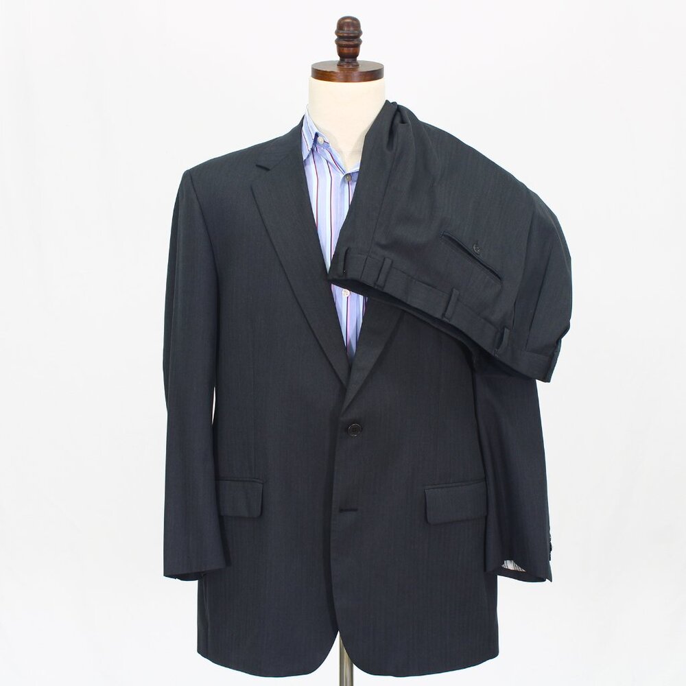 Brooks Brothers 1818 45L 37x29 Gray Full Suit 2-Button Herringbone R655